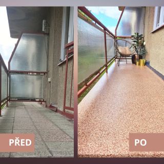 A takhle si můžete zrenovovat balkon nebo terasu i Vy :-) Jedná se o nátěr s prosypem, takže žádné sváření, kotvení nebo...